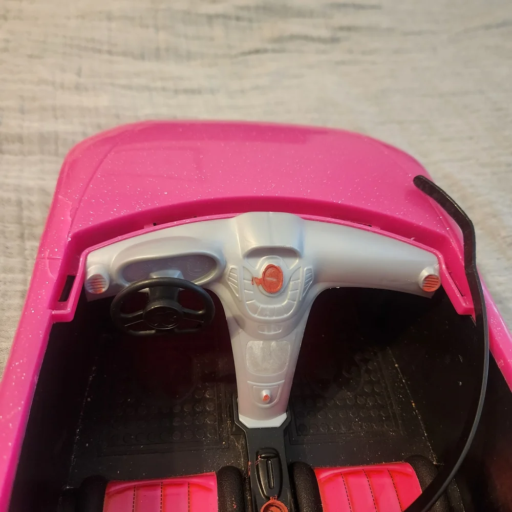BARBIE Glam Pink Convertible 2 Seater Doll Car Seat Beltk Convertible Toy Car